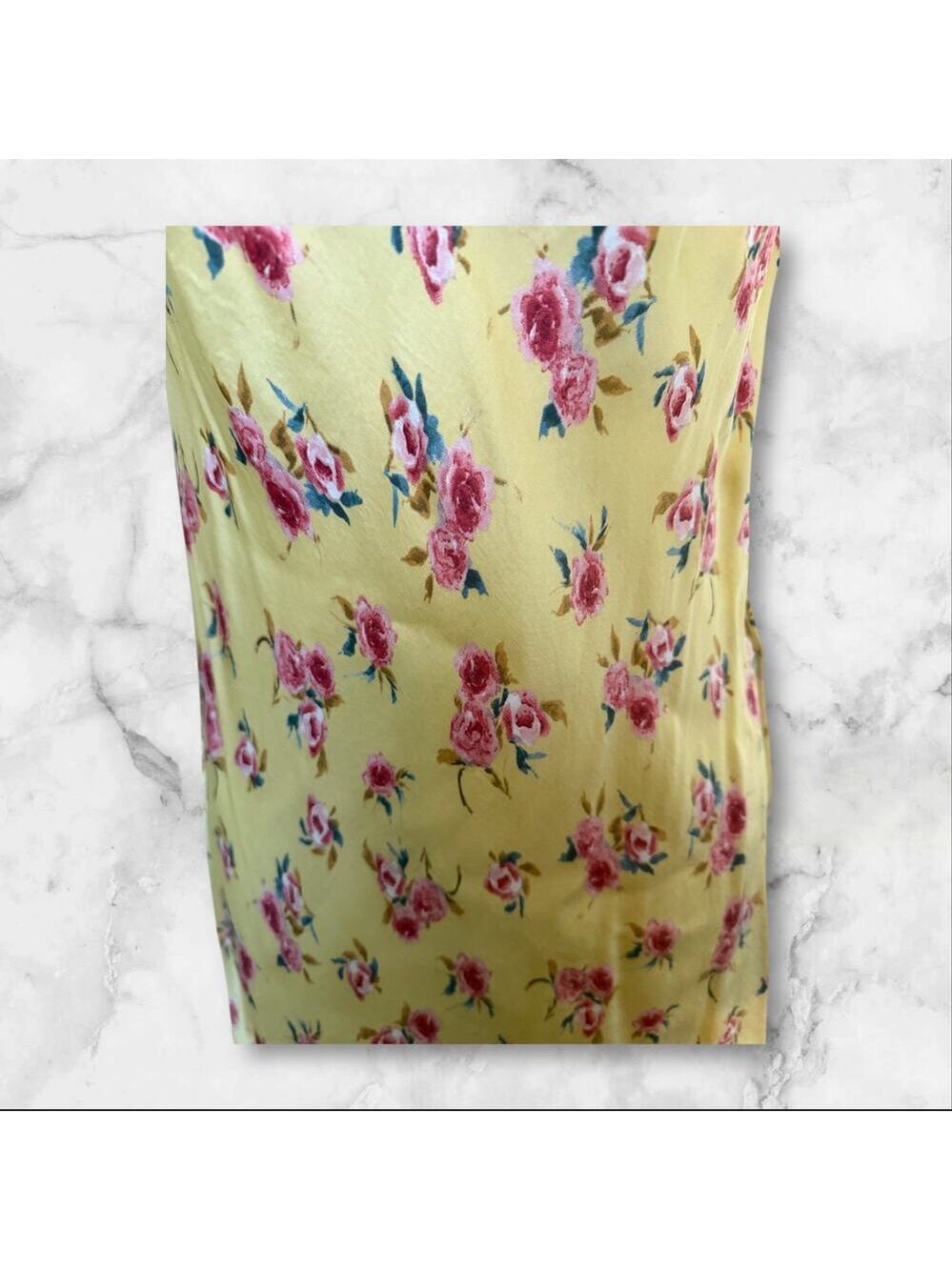 Zara Slip Dress Yellow w/Floral Pattertn 100% Viscose. L - Picture 4 of 11